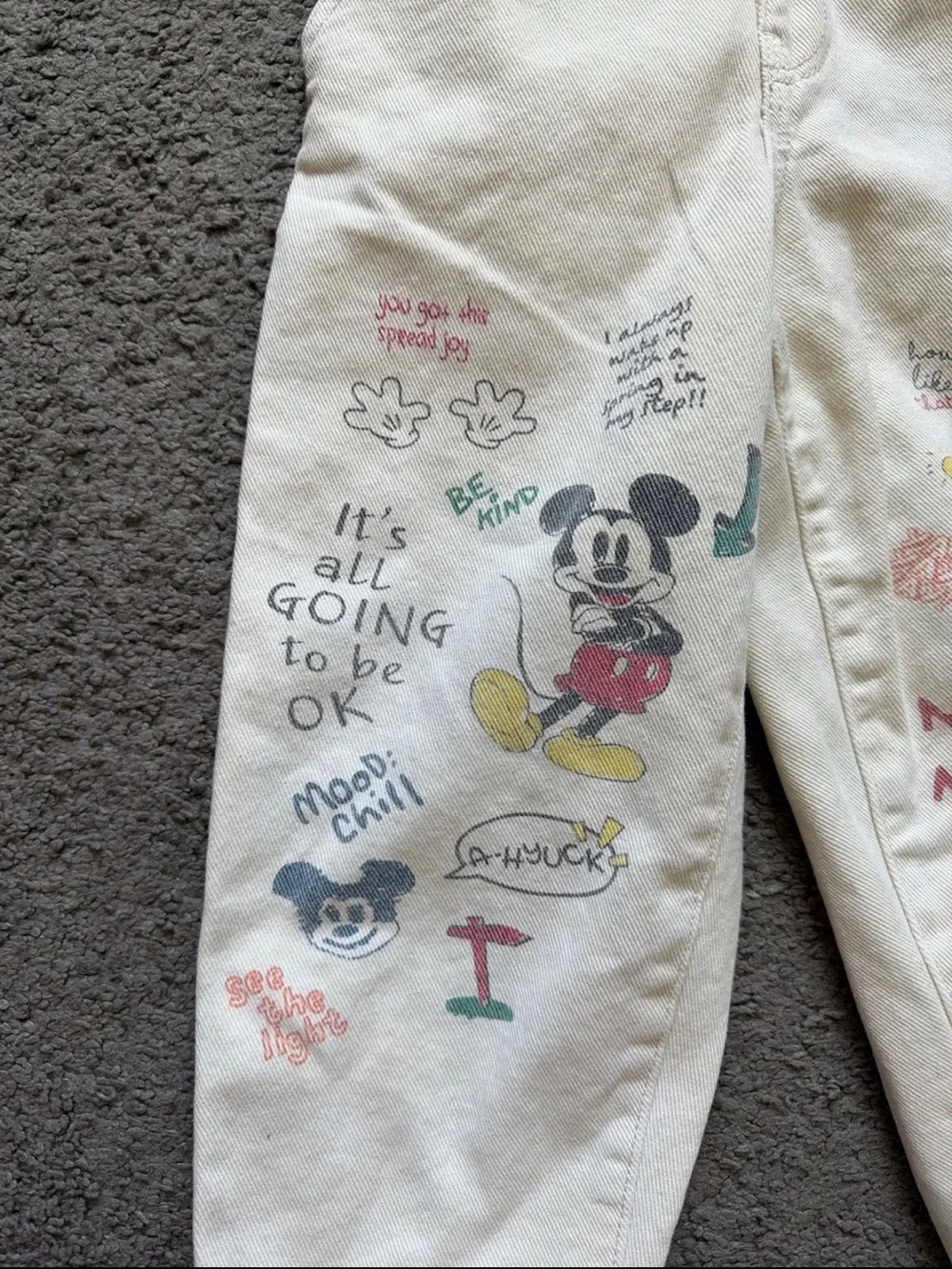Zara Cream Mickey Mouse Graphic Sweatpants